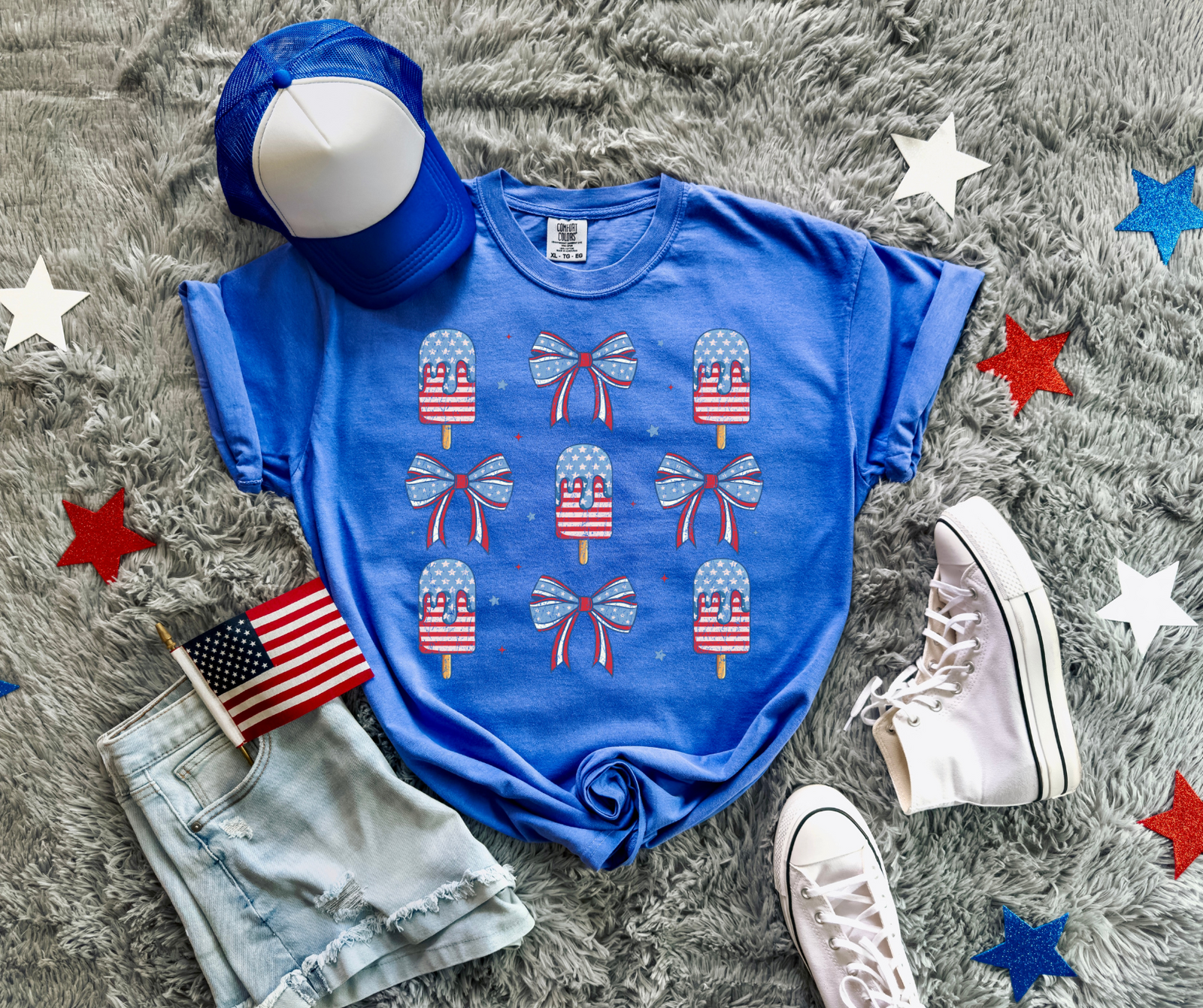 Fourth of July Ice Cream Tee: Flo Blue