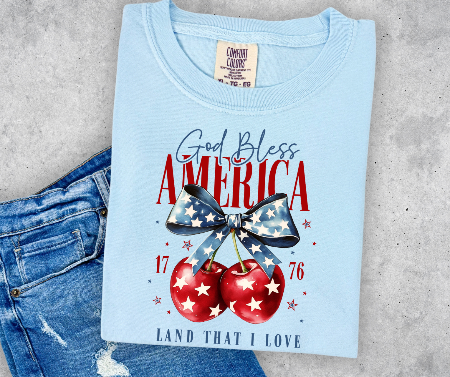 God Bless America Tee: Chambray