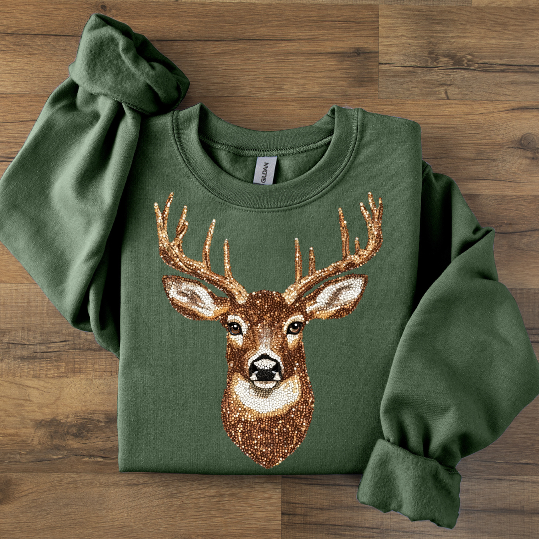 Sequin Buck Crewneck