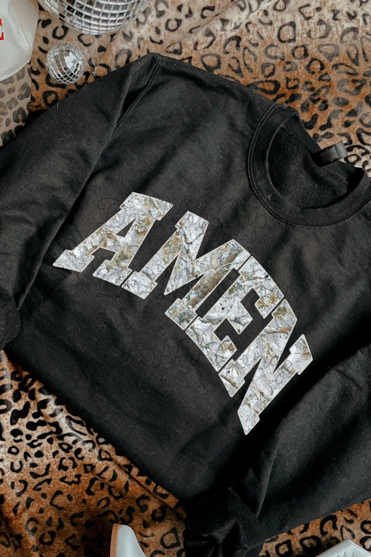 Amen Camo Crewneck Sweatshirt: Black