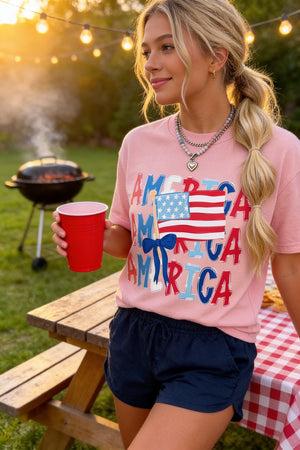 America Stacked Tee: Peachy