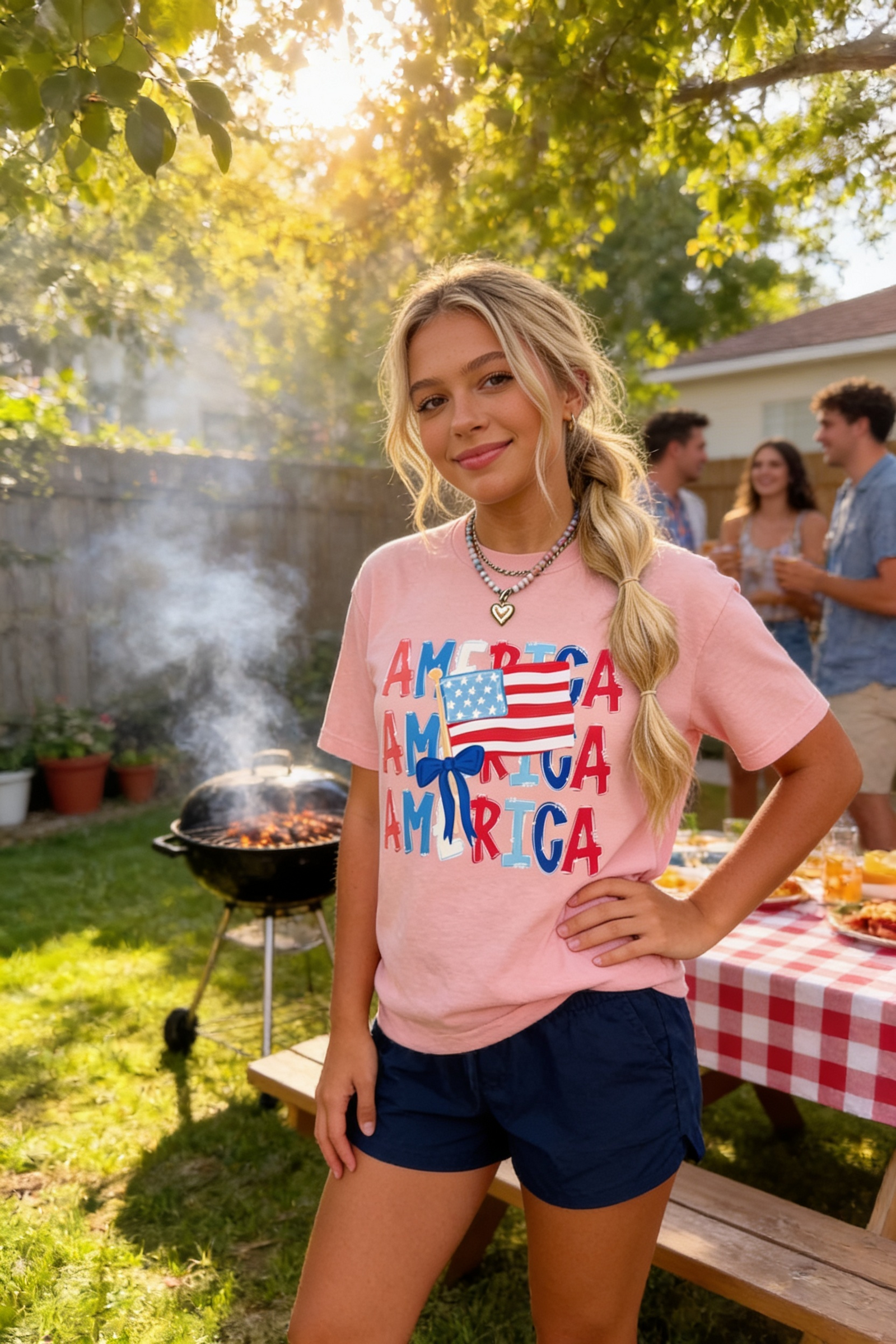 America Stacked Tee: Peachy