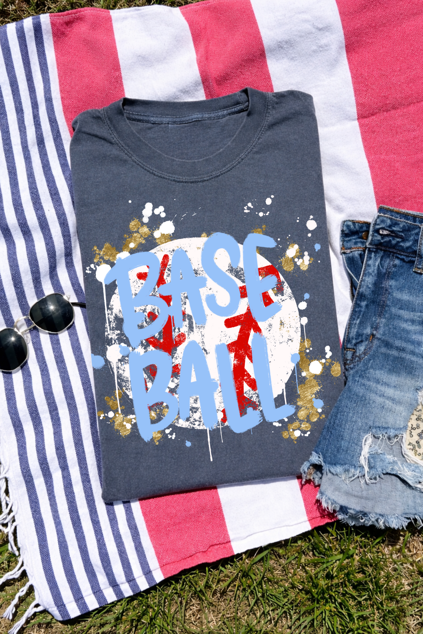 Baseball Splatter Tee: Pepper