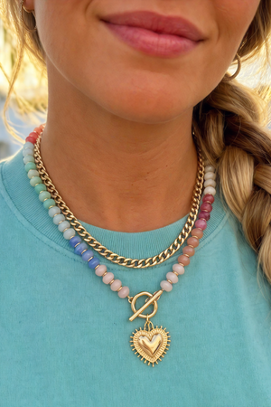 Halle Double Layer Necklace: Gold Multi