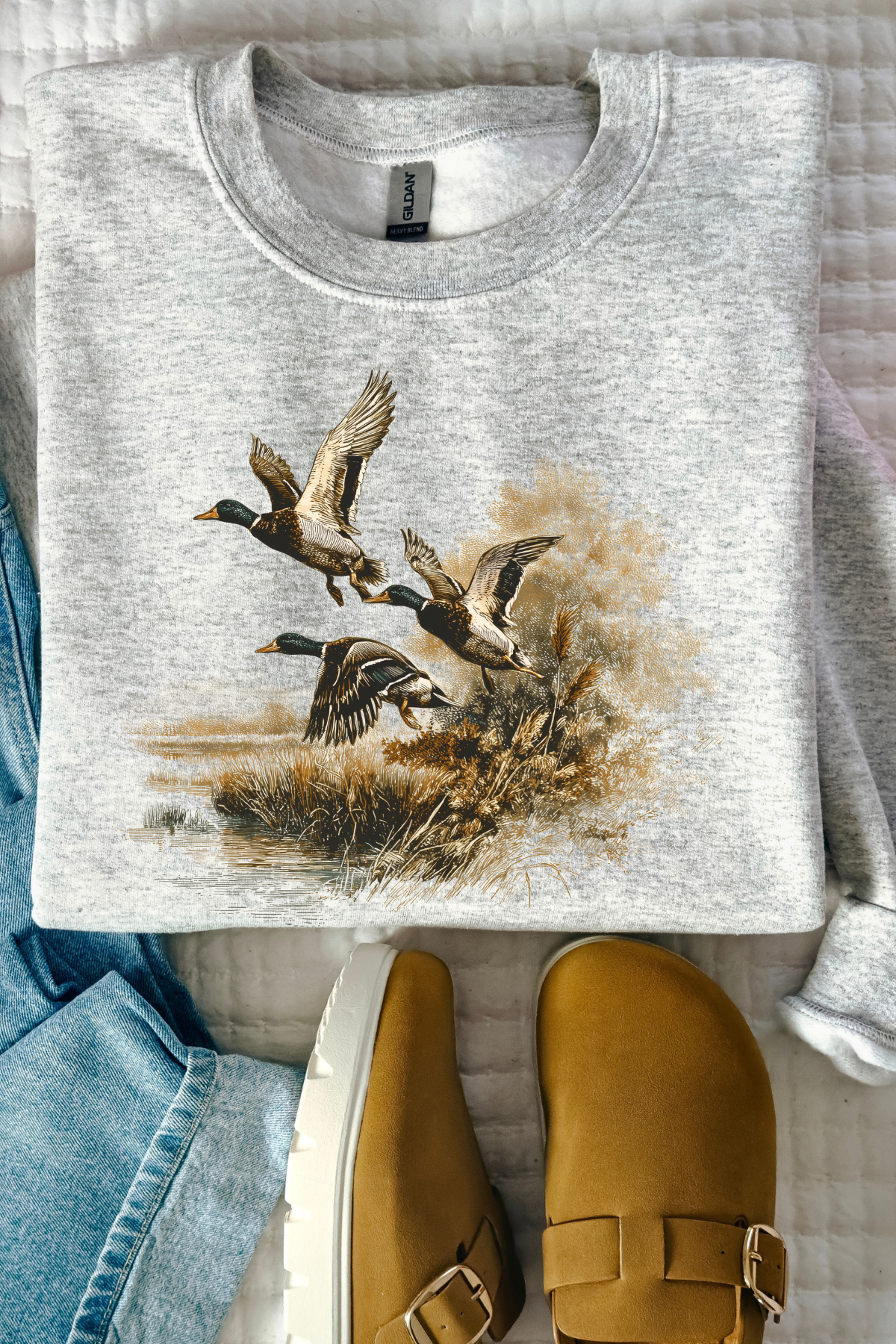 Retro Mallard Crewneck: Ash