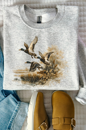 Retro Mallard Crewneck: Ash