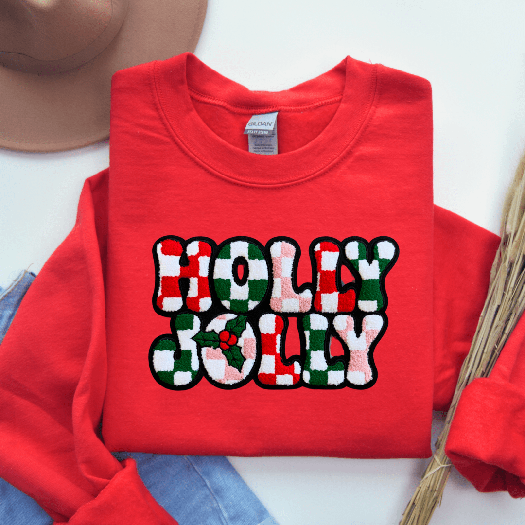 Holly Jolly Patch Graphic Crewneck