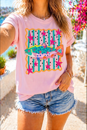 Colorful Fish Frame Tee: Blossom