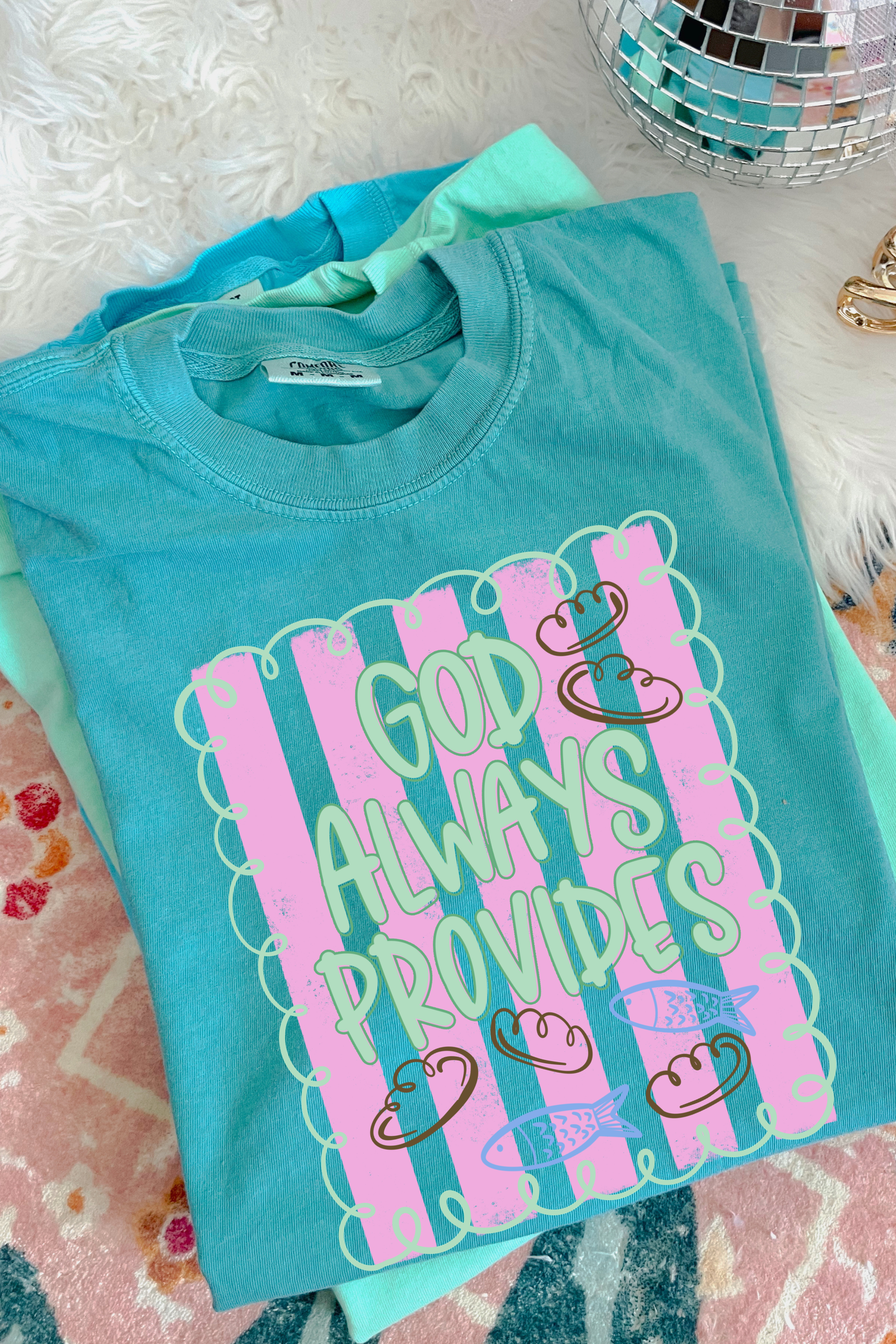 God Always Provides Tee: Seafoam
