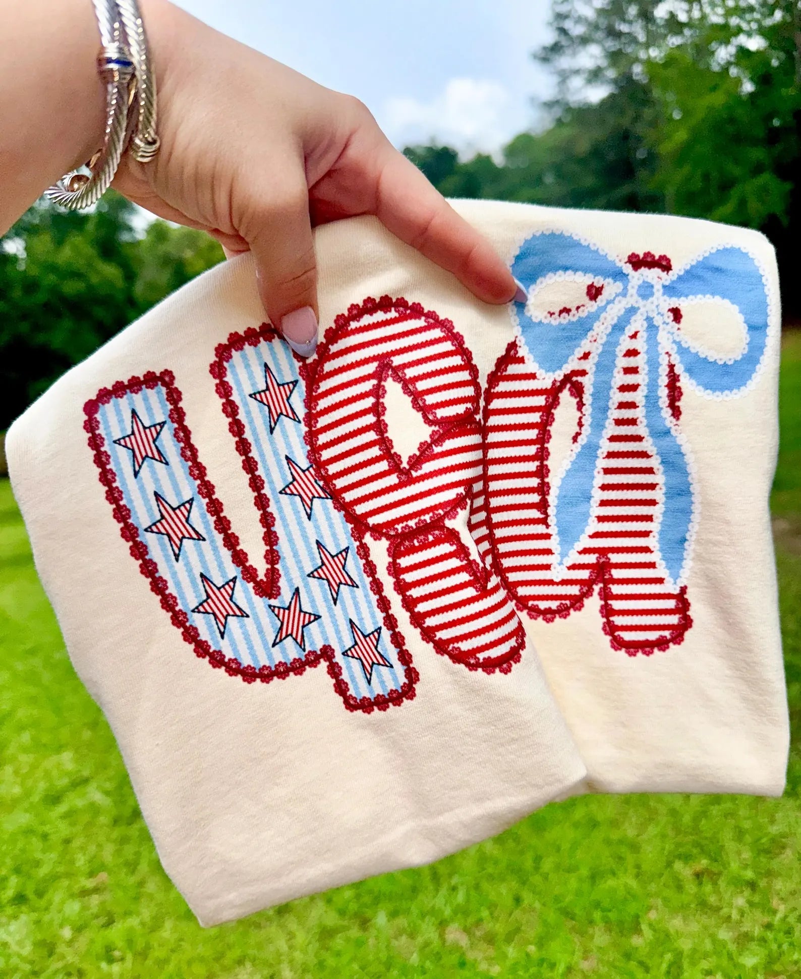 USA Seersucker Tee: Ivory