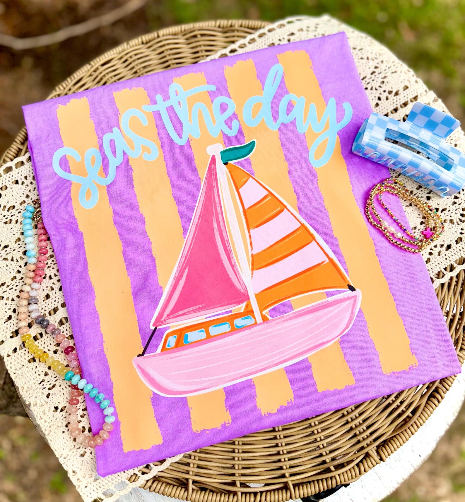 Seas the Day Tee: Neon Violet