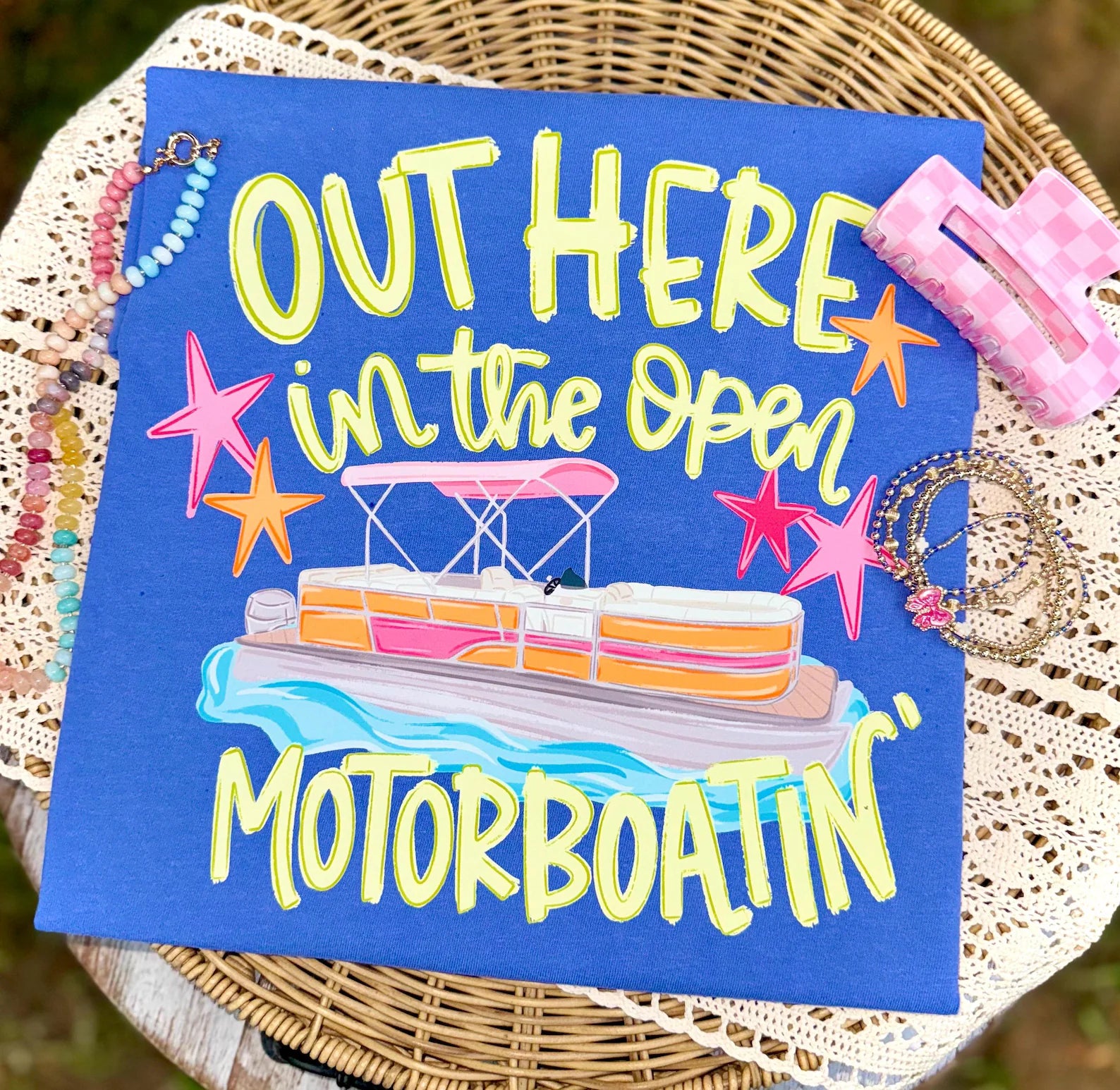 Motorboatin' Tee: Flo Blue