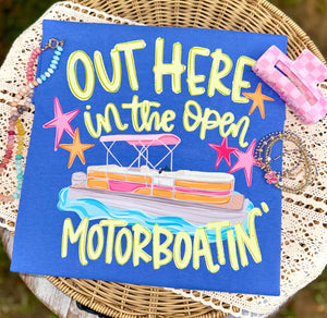 Motorboatin' Tee: Flo Blue