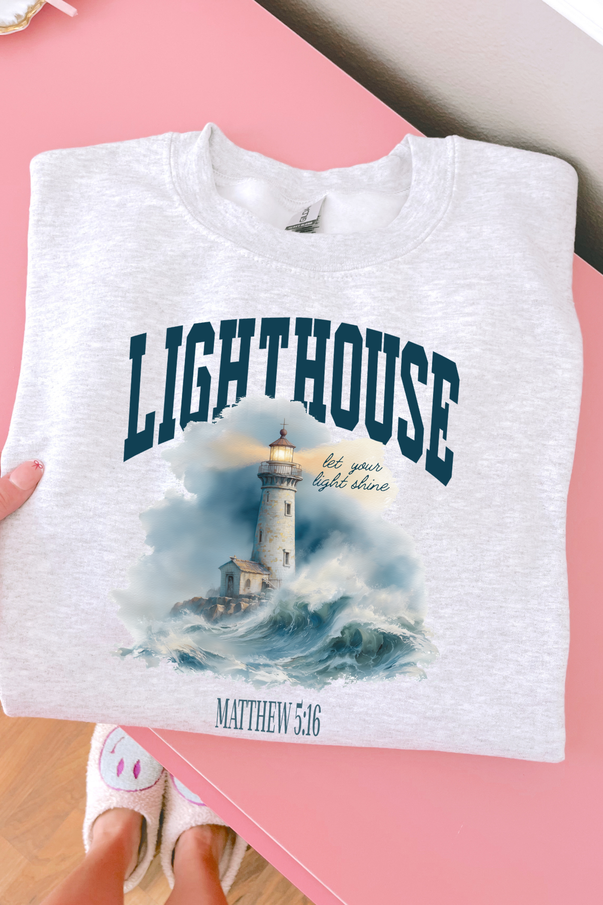 Lighthouse Crewneck Sweatshirt: Ash Gray