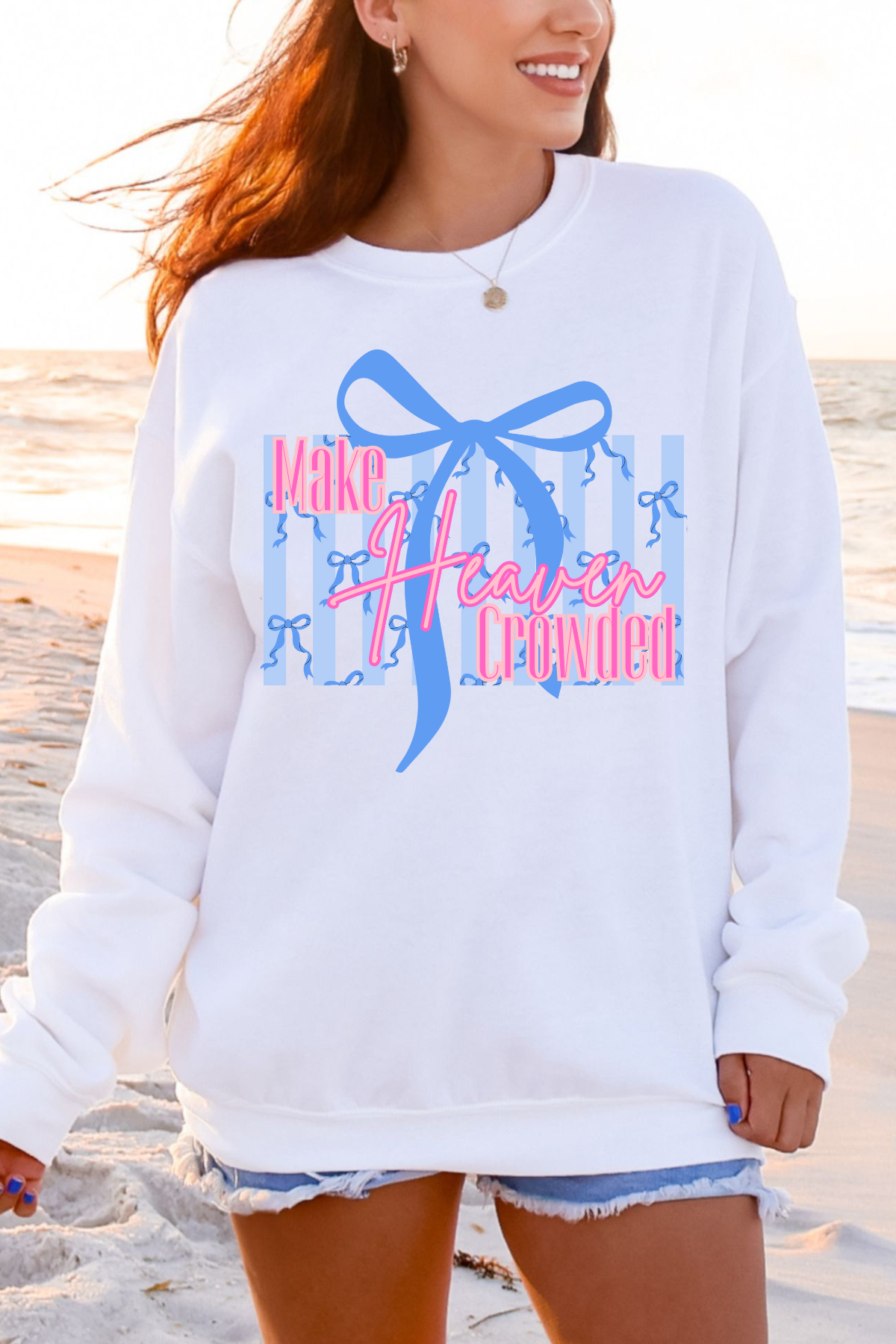 Make Heaven Crowded Crewneck Sweatshirt: White