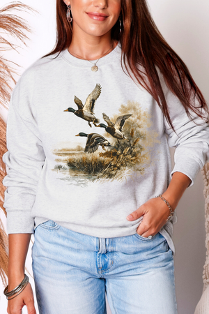 Retro Mallard Crewneck: Ash