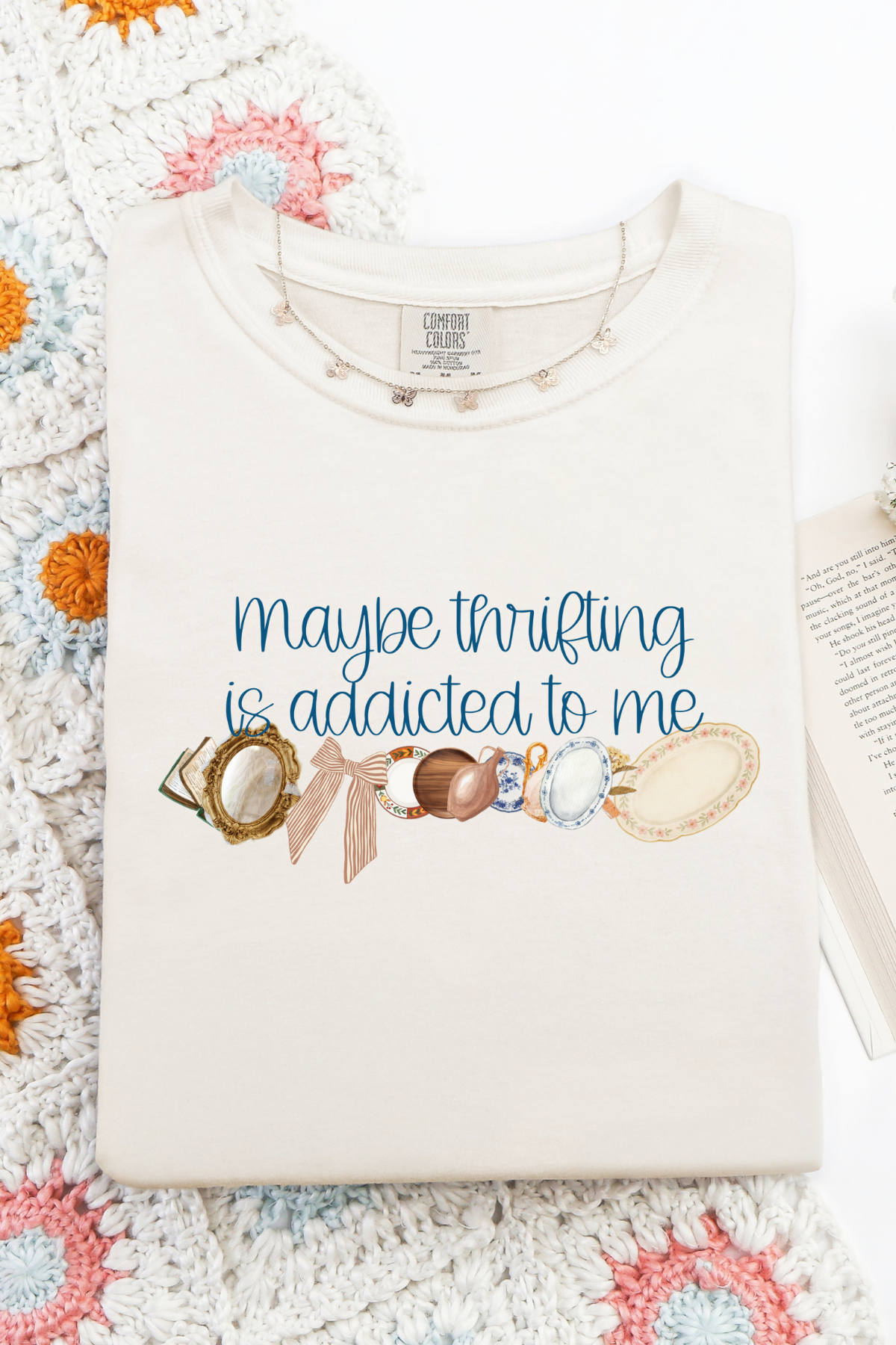 Maybe Thrifting is Addicted to Me Tee: Ivory