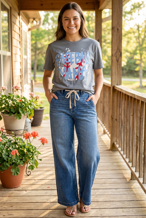 RISEN Quinn Cropped Wide Leg Jeans: Medium Wash