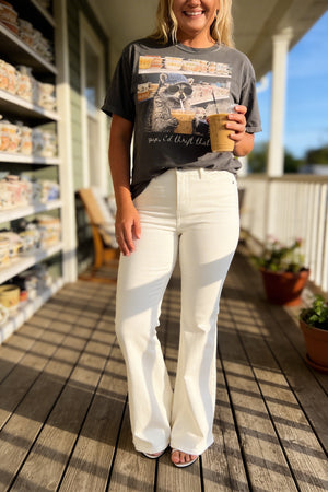 Judy Blue Harper High-Waisted Tummy Control Flare Jeans: White