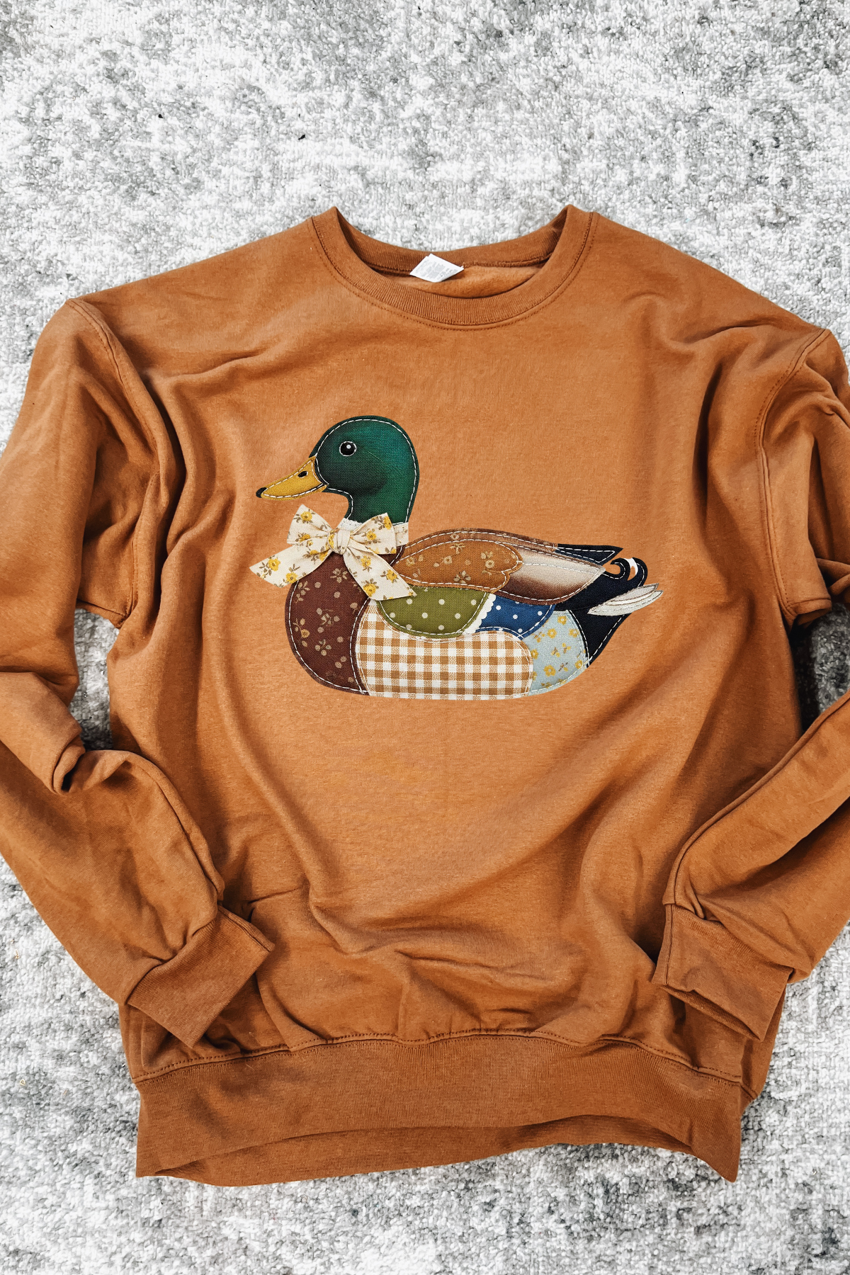 Faux Patchwork Duck Sweatshirt: Golden Pecan