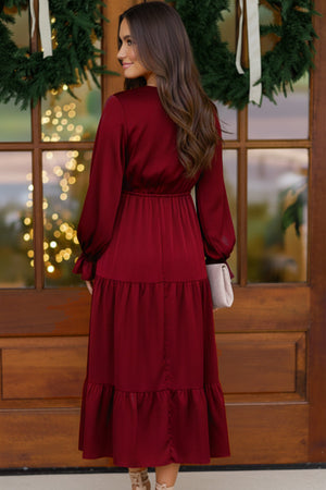 Goddess Grove Maxi Dress: Burgundy