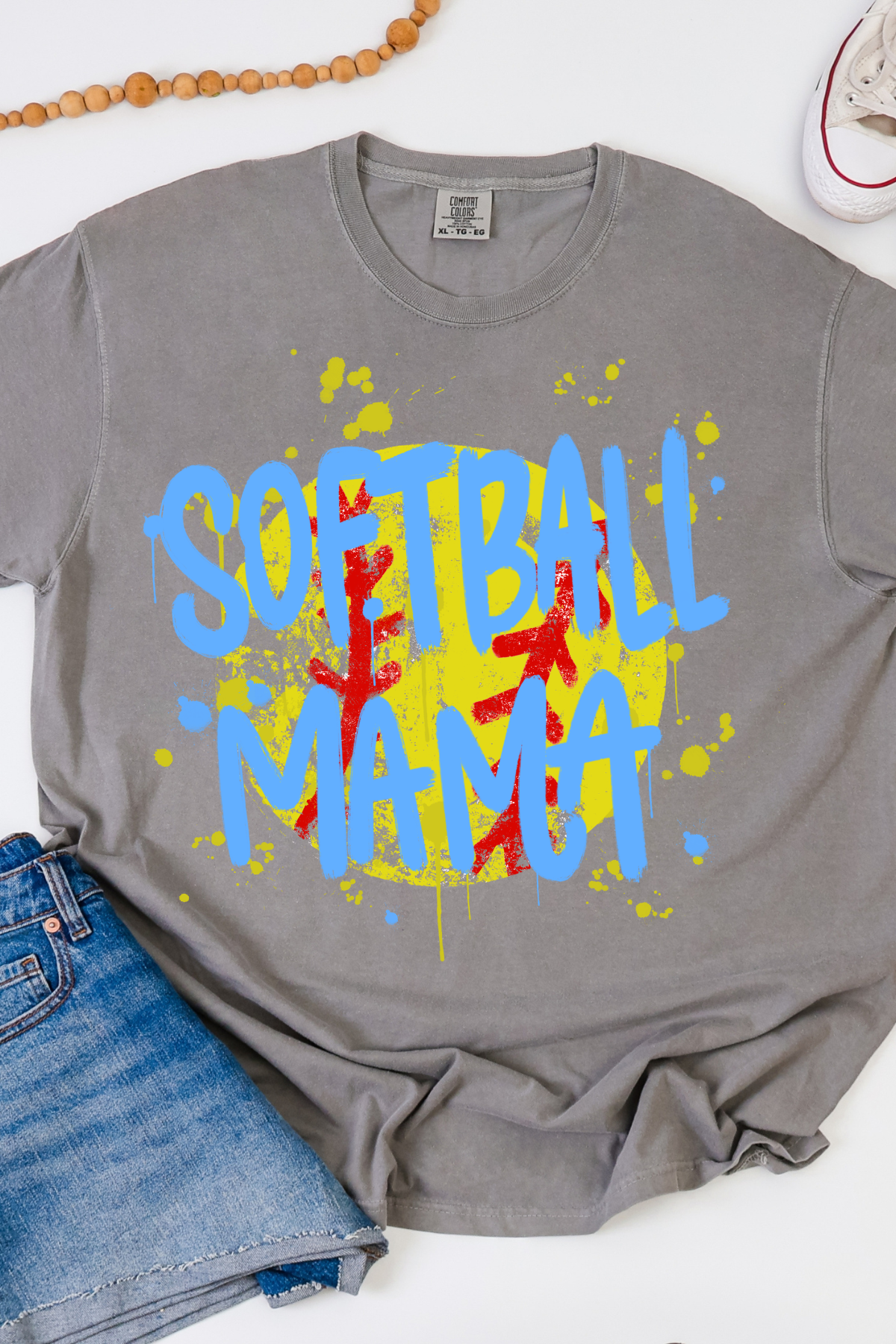 Softball Mama Tee: Graphite