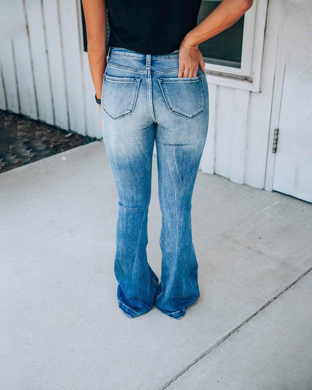 PREORDER Peyton Flare Jeans: Medium Wash