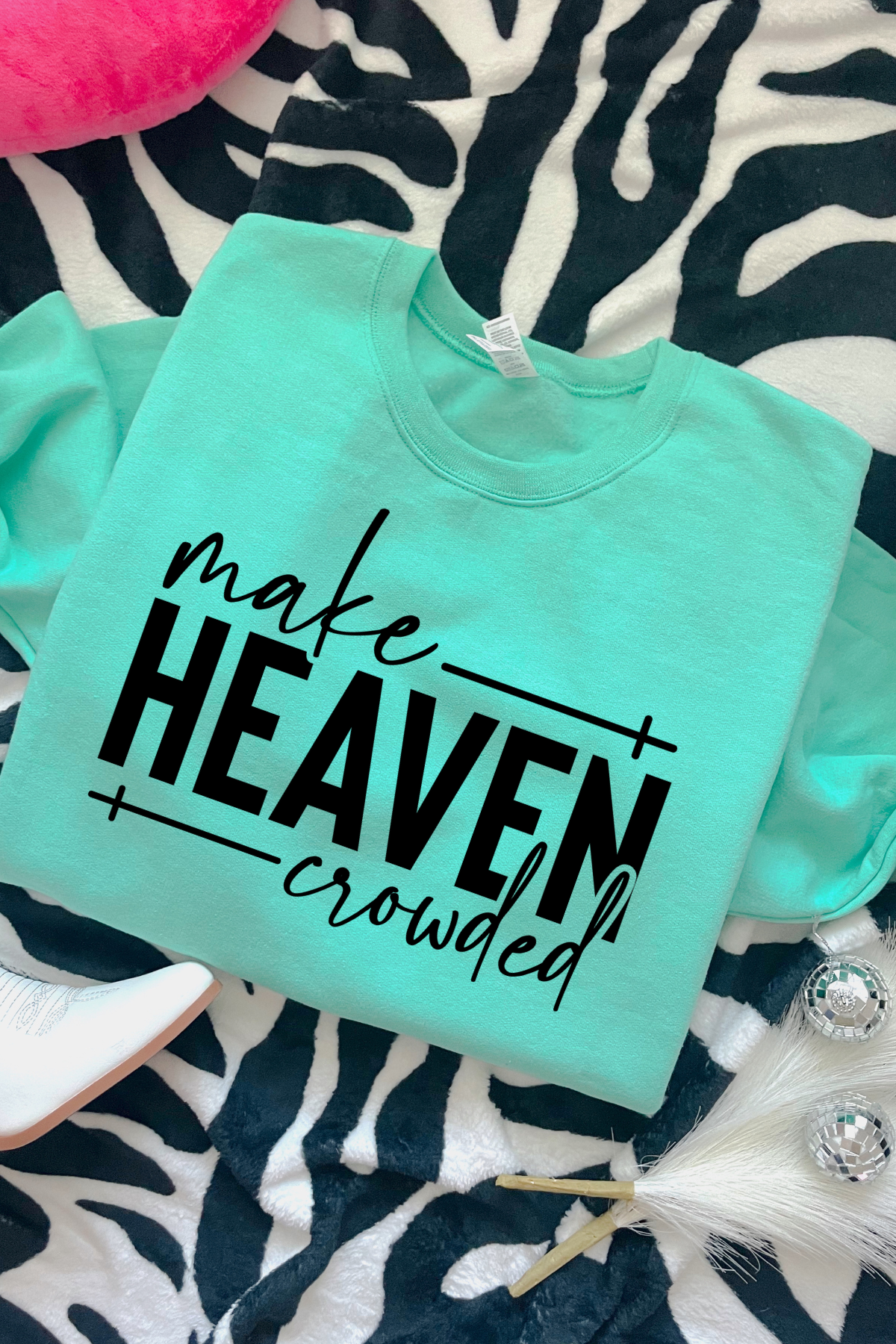 Make Heaven Crowded Crewneck Sweatshirt: Cool Mint