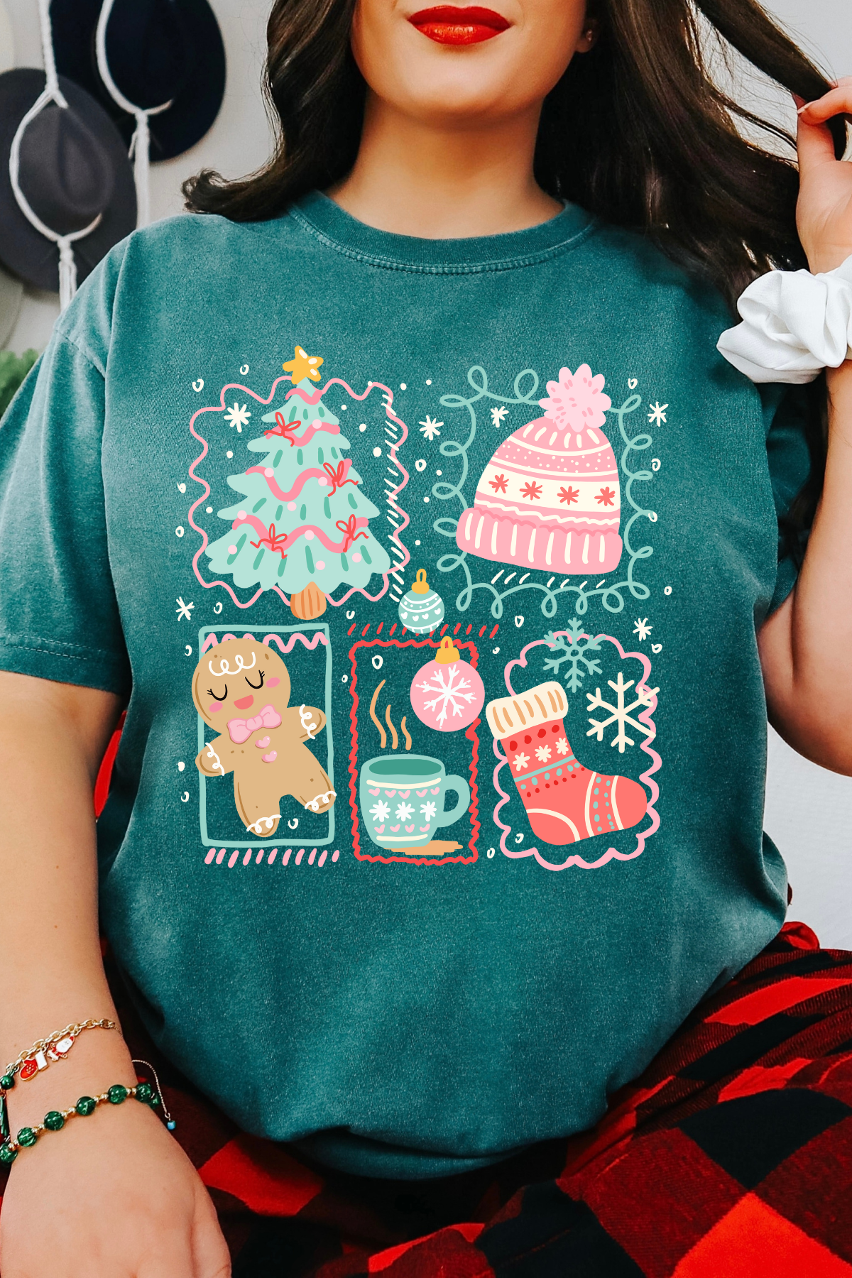Christmas Doodles Tee: Blue Spruce