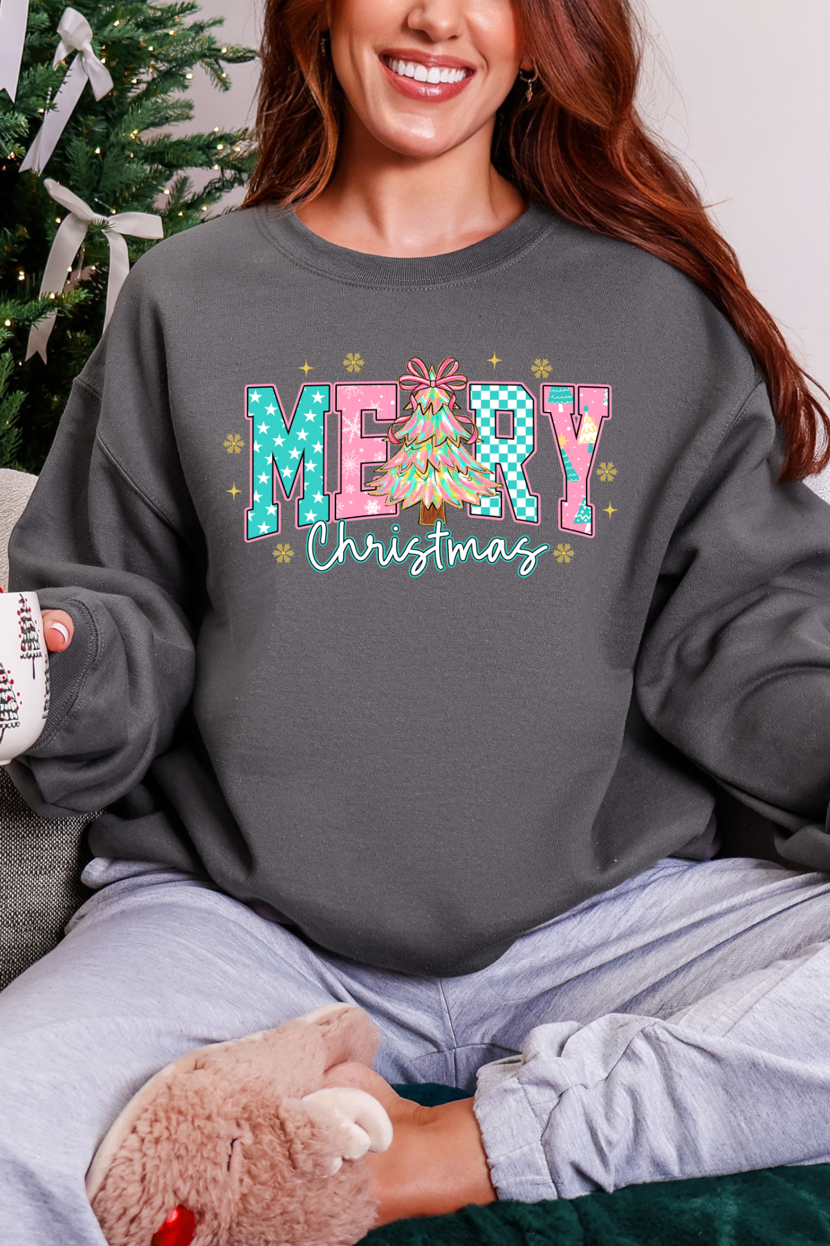 Merry Christmas Crewneck Sweatshirt: Charcoal