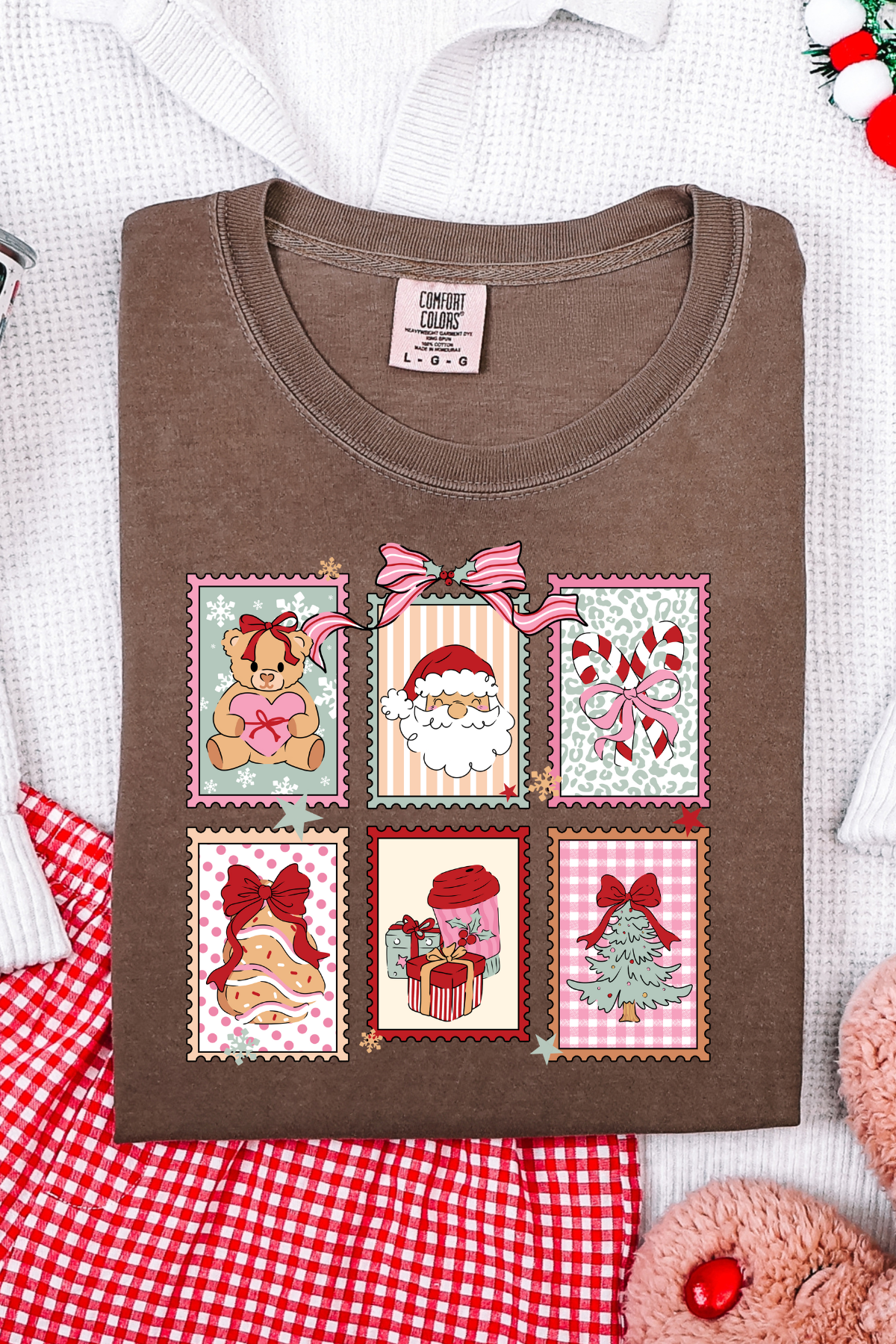 Christmas Stamps Tee: Espresso